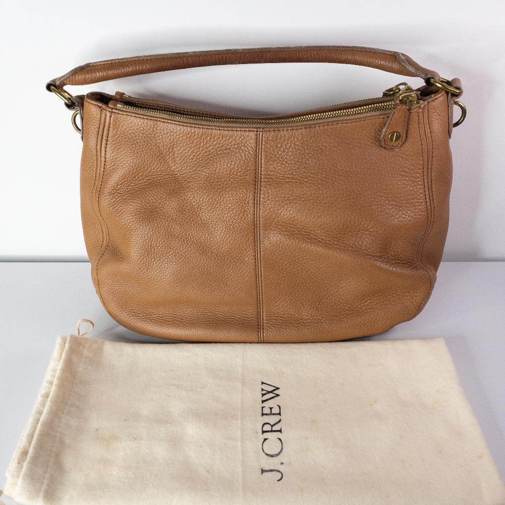 J Crew Biennial Hobo Cognac Tan Brown Leather Bag